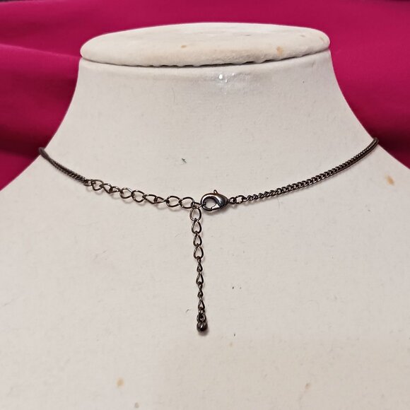 Handmade Gun Metal Rhinestone Fringe Statement Choker Fashion Necklace - Picture 6 of 8